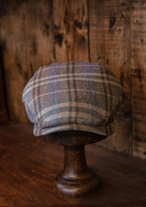 Geary Flat Cap - Brown & Light Blue Check