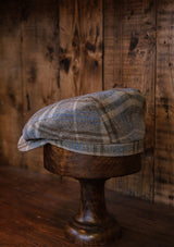 Geary Flat Cap - Brown & Light Blue Check