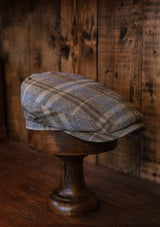 Geary Flat Cap - Brown & Light Blue Check
