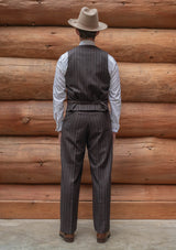 Munro Waistcoat - Dark Taupe with Vintage Grey Stripe