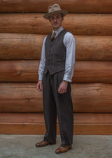 Munro Waistcoat - Dark Taupe with Vintage Grey Stripe