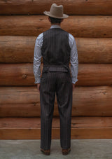 Munro Waistcoat - Dark Taupe with Vintage Grey Stripe