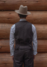 Munro Waistcoat - Dark Taupe with Vintage Grey Stripe