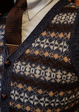 Lambert Lambswool Button Down Fair Isle - Atlantic Blue