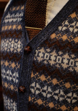 Lambert Lambswool Button Down Fair Isle - Atlantic Blue