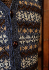 Lambert Lambswool Button Down Fair Isle - Atlantic Blue