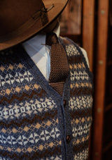 Lambert Lambswool Button Down Fair Isle - Atlantic Blue