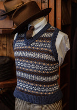 Lambert V-Neck Lambswool Fair Isle - Atlantic Blue