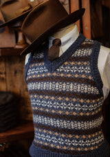 Lambert V-Neck Lambswool Fair Isle - Atlantic Blue