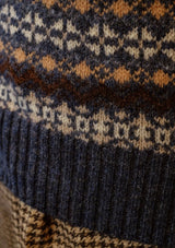 Lambert V-Neck Lambswool Fair Isle - Atlantic Blue