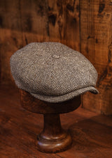 Ridgmount Baker Boy - (Narrow Width) Cream & Cocoa Herringbone Donegal Tweed