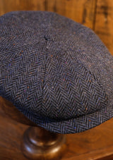 Ridgmount Baker Boy (Narrow Width) Navy Herringbone Donegal Tweed
