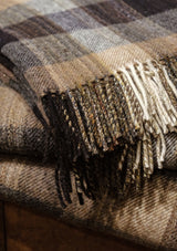 Super-soft Recycled Wool Bothy Throw - Natural Plaid