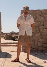 Geary Flat Cap - Brown & Light Blue Check