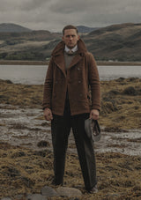 Storm-Collar Pure Wool Pea Coat - Tawny Rust
