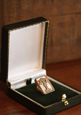 Original 1880's Gold "T" Buttonhole Pin - Boxed