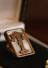 Original 1880's Gold "T" Buttonhole Pin - Boxed