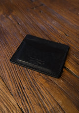 Saddle Leather Card Holder Wallet - Black