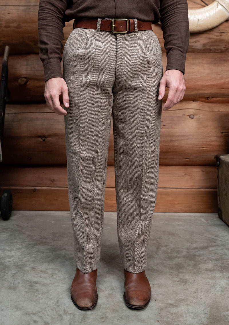 Bailey Harris Tweed Classic Trouser - Wheat Herringbone