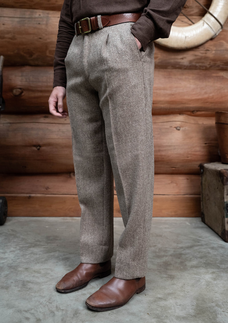 Bailey Harris Tweed Classic Trouser - Wheat Herringbone