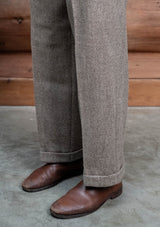 Bailey Harris Tweed Clark Trouser With Turn Ups - Wheat Herringbone