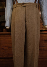 Bailey Harris Tweed Clark Trouser With Turn Ups - Wheat Herringbone