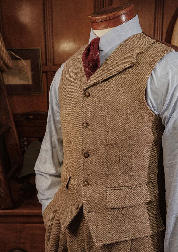 Bailey Harris Tweed Waistcoat - Wheat Herringbone