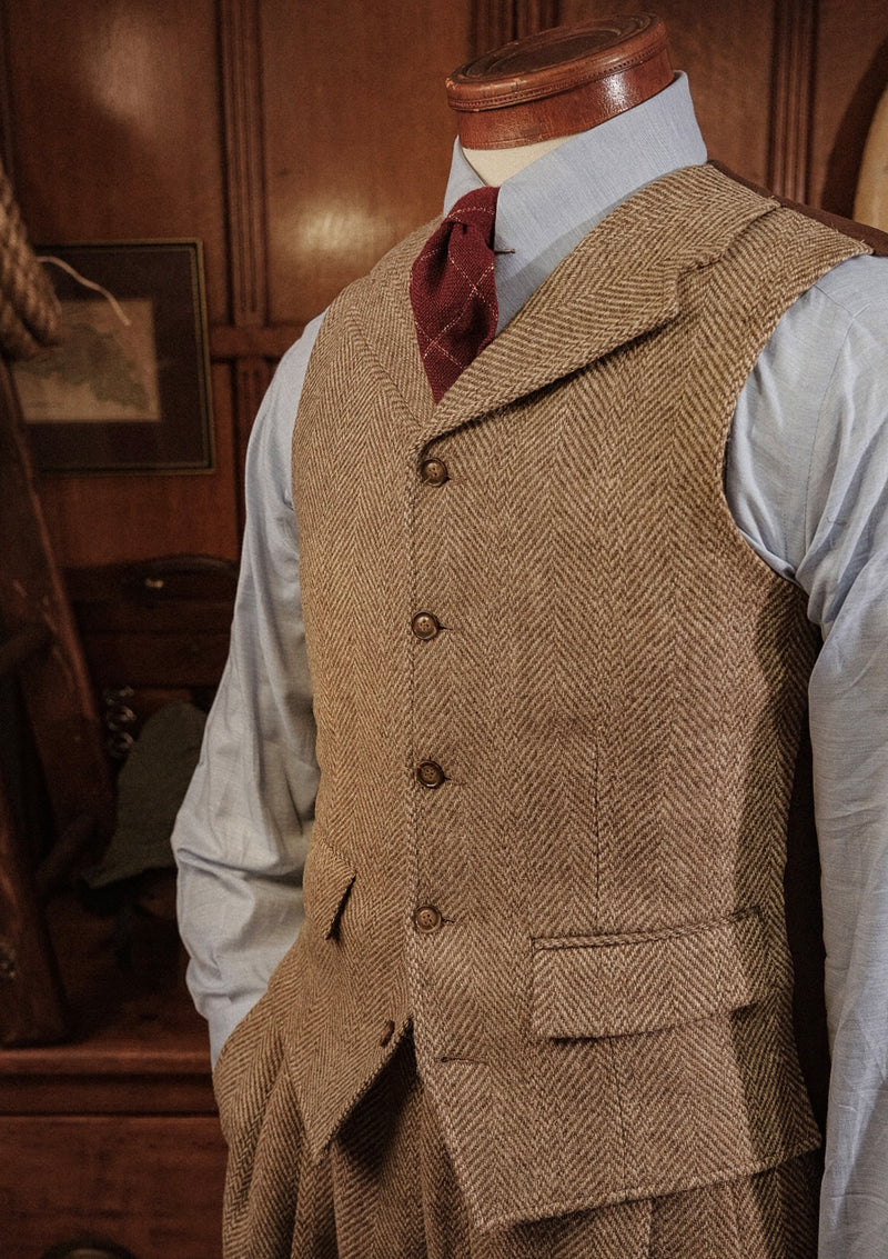 Mens Vintage Tweed Waistcoat | Western Wool Herringbone Cowboy Vest, Sizes 42 44 46 48, Handmade