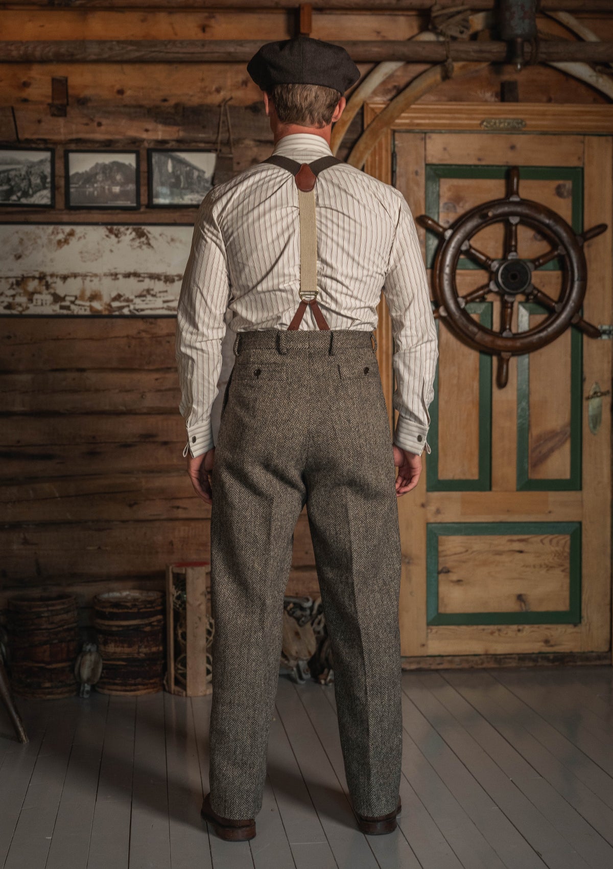 Bailey Harris Tweed Clark Trouser - Old Oak Herringbone