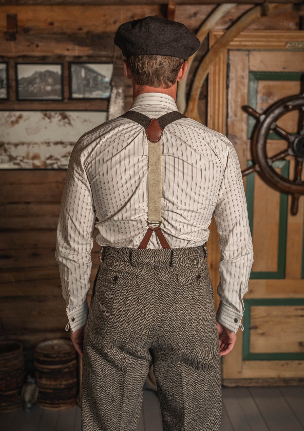 Bailey Harris Tweed Clark Trouser - Old Oak Herringbone