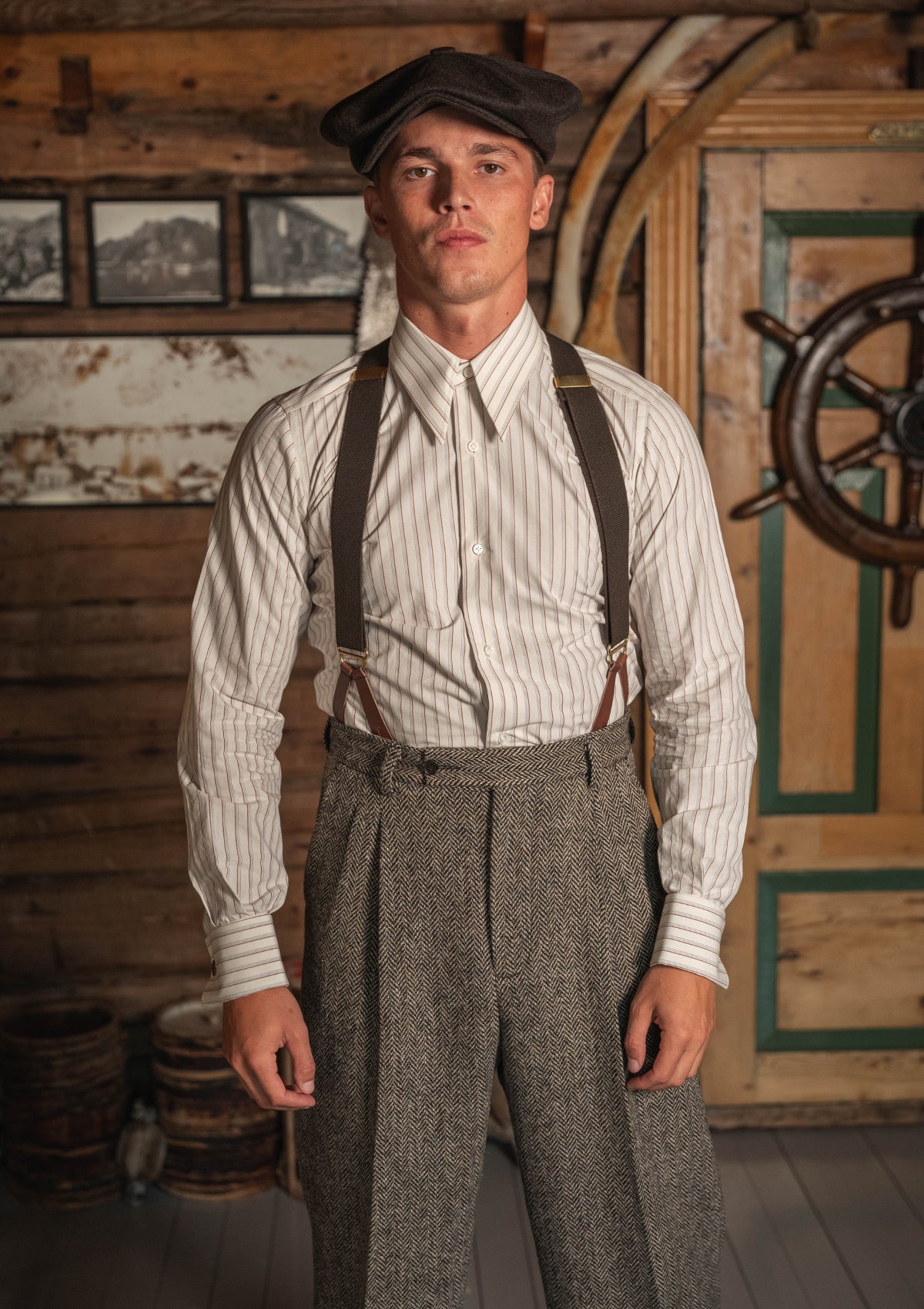 Bailey Harris Tweed Clark Trouser - Old Oak Herringbone