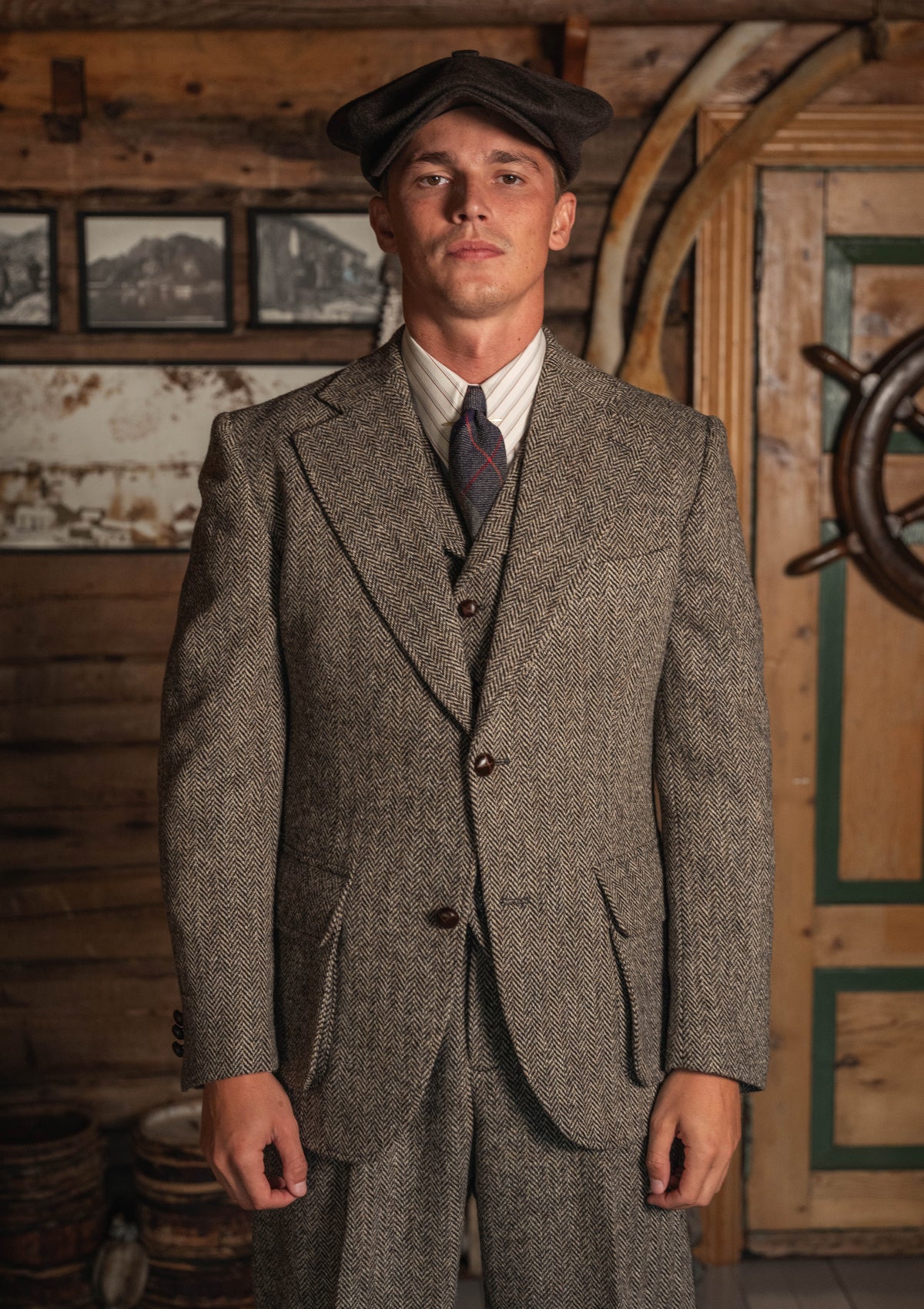 Bailey Harris Tweed Waistcoat - Old Oak Herringbone