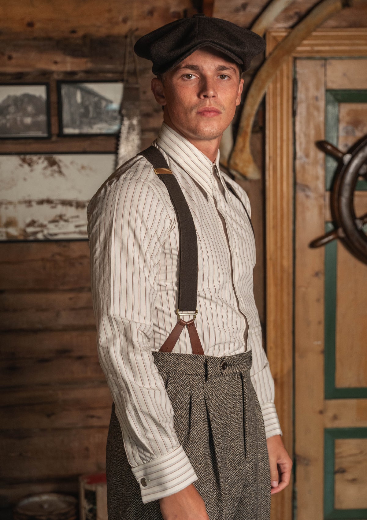 Spearpoint Japanese Cotton Shirt - Cinder Pinstripe