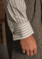 Spearpoint Japanese Cotton Shirt - Cinder Pinstripe