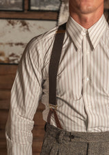 Spearpoint Japanese Cotton Shirt - Cinder Pinstripe