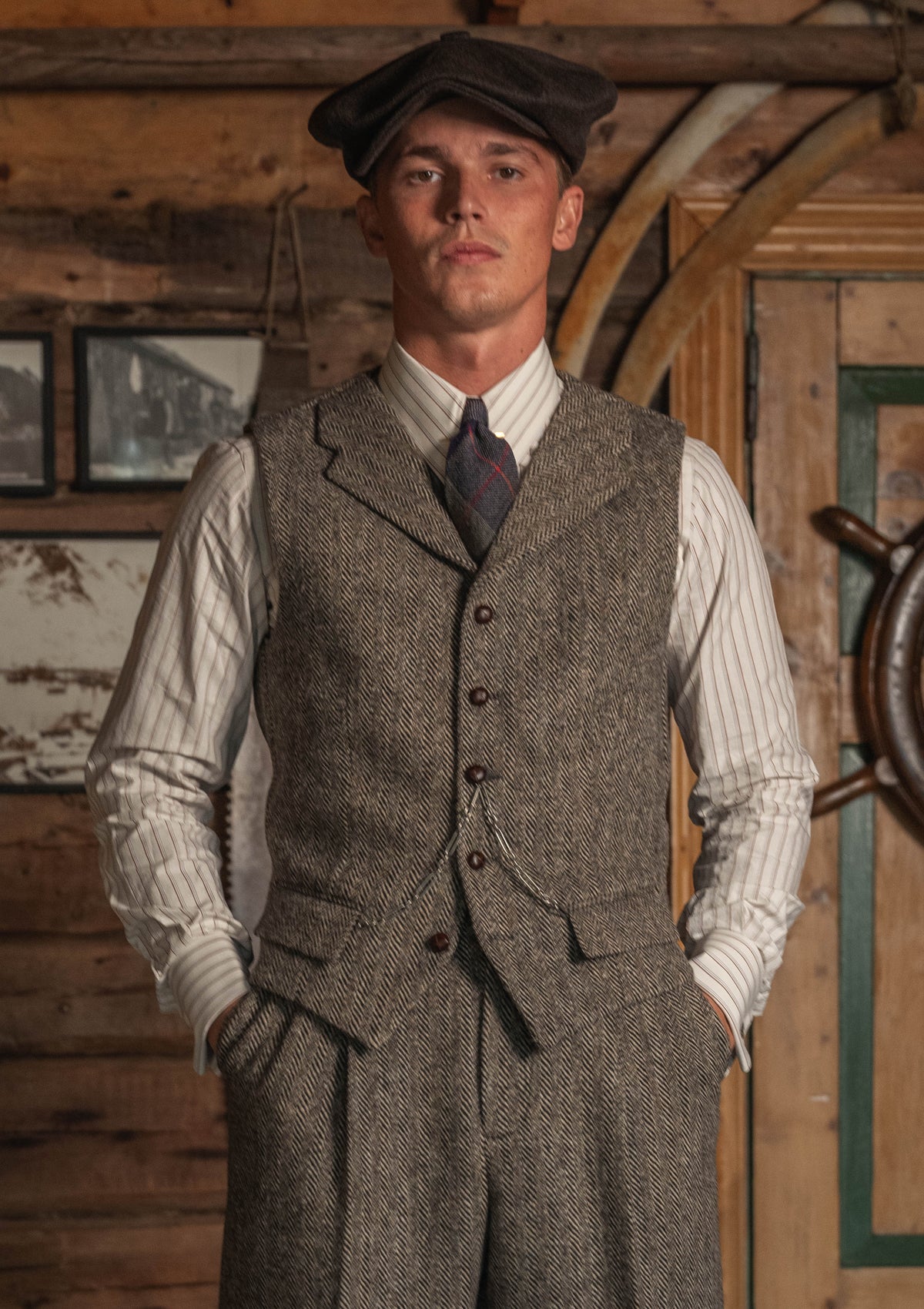 Bailey Harris Tweed Waistcoat - Old Oak Herringbone