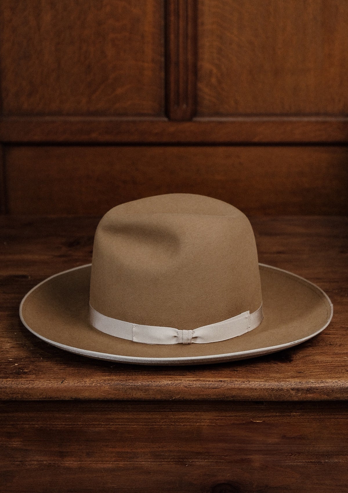 Barstow Wide Brim Fedora - Sand - Narrow Ribbon