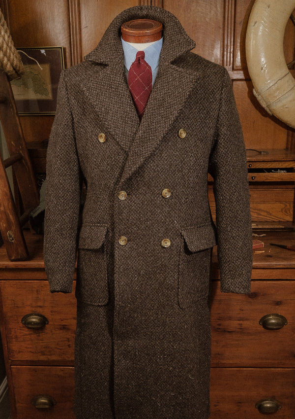 Bawden Double Breasted Pure Wool Overcoat - Faded Brown Barleycorn