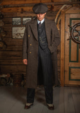 Bawden Double Breasted Pure Wool Overcoat - Faded Brown Barleycorn