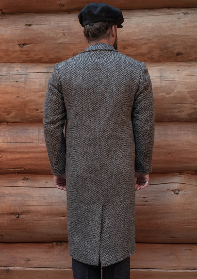 Bawden Double Breasted Pure Wool Overcoat - Pale Grey Herringbone