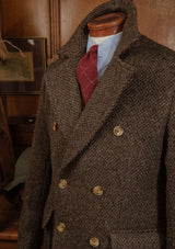 Bawden Double Breasted Pure Wool Overcoat - Faded Brown Barleycorn