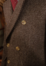 Bawden Double Breasted Pure Wool Overcoat - Faded Brown Barleycorn