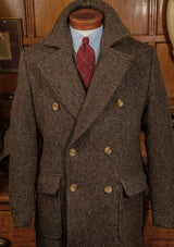 Bawden Double Breasted Pure Wool Overcoat - Faded Brown Barleycorn