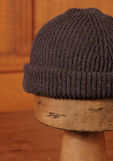 Lambswool Beanie Hat - Navy Fleck