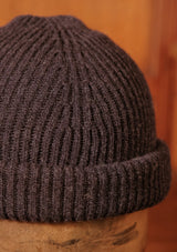 Lambswool Beanie Hat - Navy Fleck