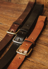 Saddle Leather Thin Belt - Dark Brown