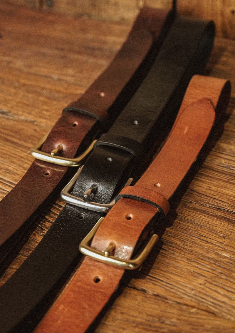 Saddle Leather Thin Belt - Black