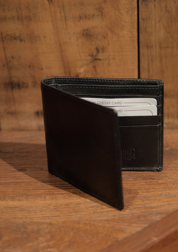 Folding Card and Coin Wallet - Black Leather