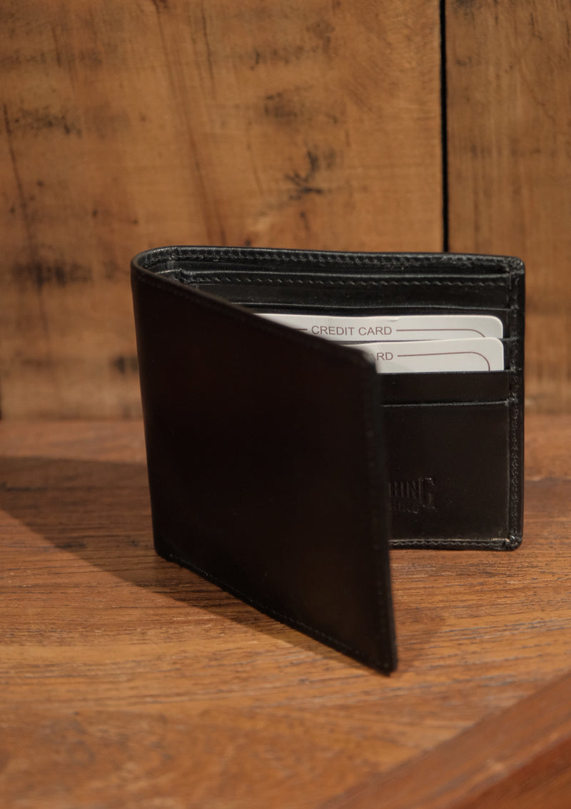 Folding Card and Coin Wallet - Black Leather