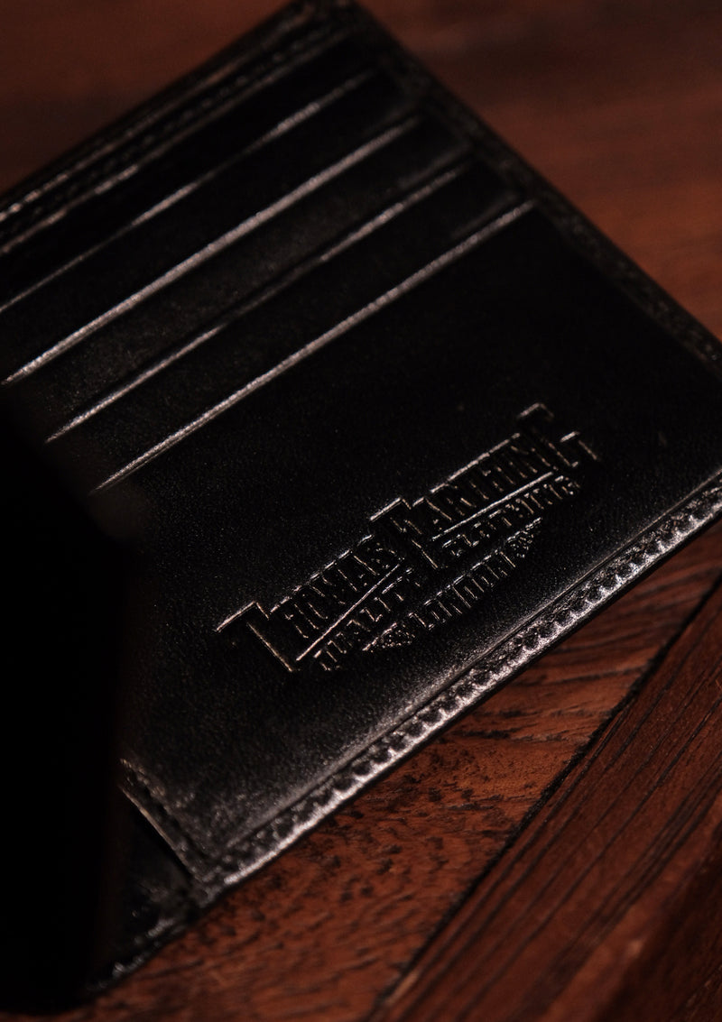 Folding Card and Coin Wallet - Black Leather